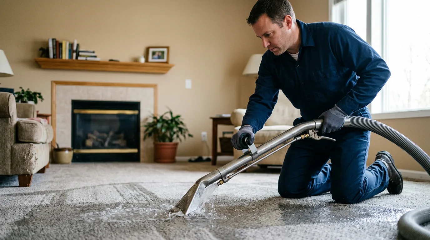 Water damage restoration technician working near Winona, MN
